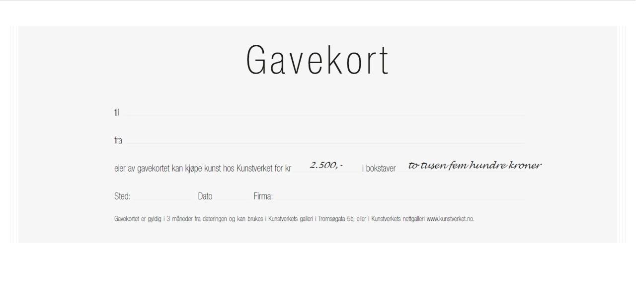 Gavekort kr.2.500,-